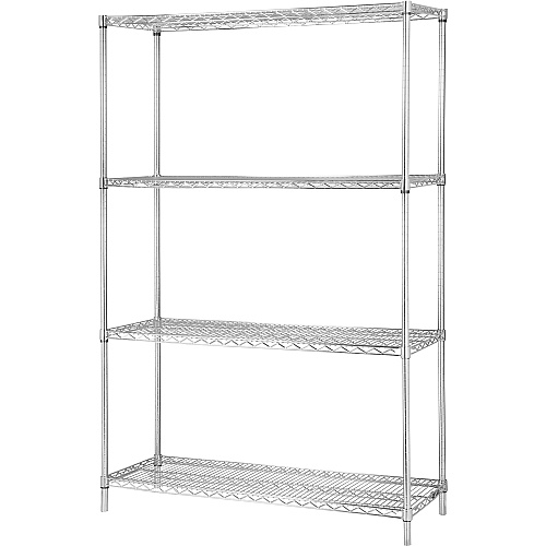 Lorell Industrial Wire Starter Shelving Unit 36" Width x 24" Depth - Steel - Chrome - 1 Each (LLR84184)