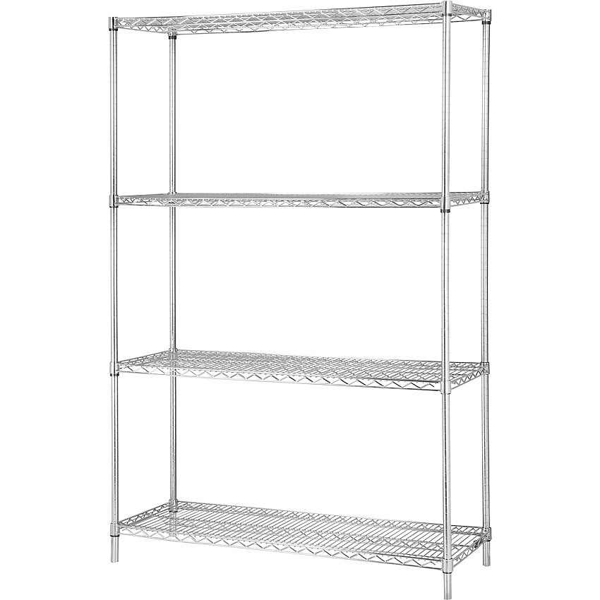 Lorell Industrial Wire Starter Shelving Unit 36" Width x 24" Depth - Steel - Chrome - 1 Each (LLR84184)