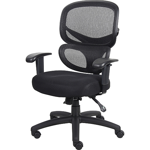 Lorell Mesh-Back Executive Chair Black Fabric Seat - Black Mesh Back - 5-star Base - Black, Silver - Fabric - 1 Each (LLR60622)