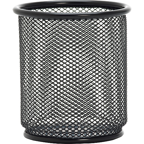 Lorell Mesh Wire Pencil Cup Holder 3.5" Height x 3.9" Width - Steel - Black - 1 Each (LLR84149)