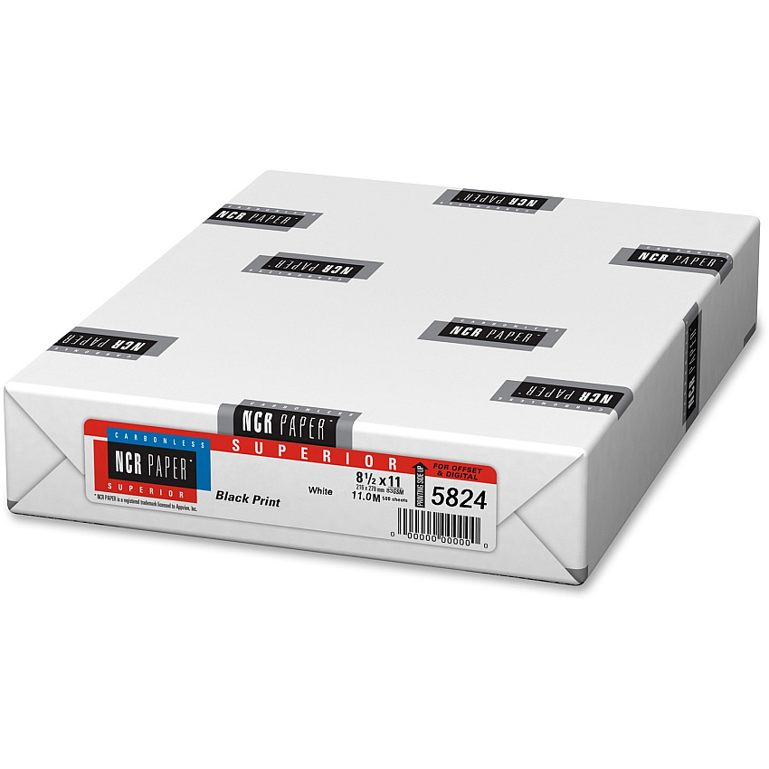 NCR Paper CFB Superior Carbonless Sheets - White 92 Brightness - Letter - 8 1/2" x 11" - 22 lb Basis Weight - Carbonless - White - 500 / Pack (5824)