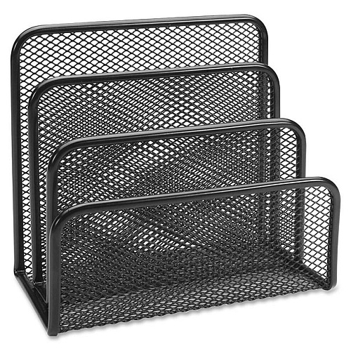 Lorell Mesh Vertical Desktop File Sorter 4 Divider(s) - 5.63" Height x 5.25" Width x 3.13" Depth - Black - Steel - 1 Each (LLR84153)