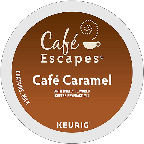 Cafe Escapes Caf&eacute; Escapes&reg; K-Cup Caf&eacute; Caramel Coffee Compatible with Keurig Brewer - Light - K-Cup, Pod - 24 / Pack (6813)