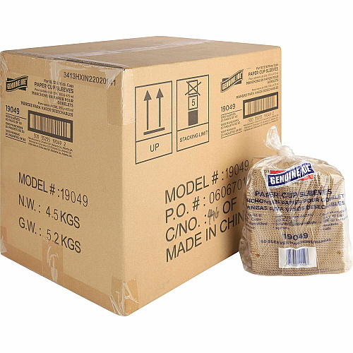 Genuine Joe Protective Corrugated Cup Sleeves Brown - 50/Pack - 20 / Carton (GJO19049CT)