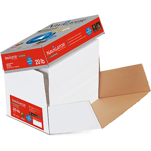 Navigator Platinum Superior Productivity Multipurpose Paper - Silky Touch - White 99 Brightness - 93% Opacity - Letter - 8 1/2" x 11" - 20 lb Basis Weight - Smooth - Chlorine-free, Jam-free - White - 2500 / Carton (NPL11FP)