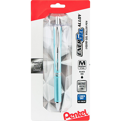 EnerGel EnerGel Alloy Gel Pen 0.7 mm Medium Pen Point - Refillable - Retractable - Black Ink - Gel-based - Aluminum Alloy Barrel - 1 / Pack (BL407LSBPA)