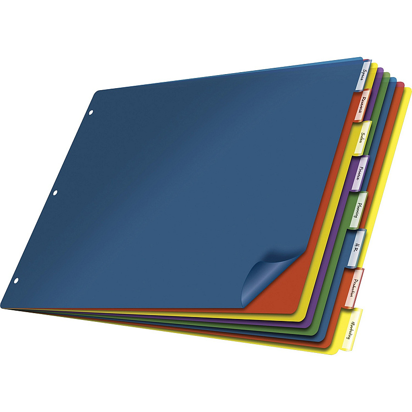 Cardinal 11x17 Poly Insertable Dividers 8 Tab(s) - 8 Tab(s)/Set - 11" Divider Width x 17" Divider Length - Clear Poly Divider - Multicolor Tab(s) - Scratch Resistant - 1 Each (84803)