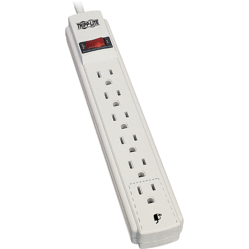 Tripp Lite by Eaton Power It! 6-Outlet Power Strip, 15 ft. (4.57 m) Cord NEMA 5-15P - 6 x NEMA 5-15R - 15 ft Cord - 15 A Current - 120 V AC Voltage - 1875 W - Wall Mountable - White (PS615)