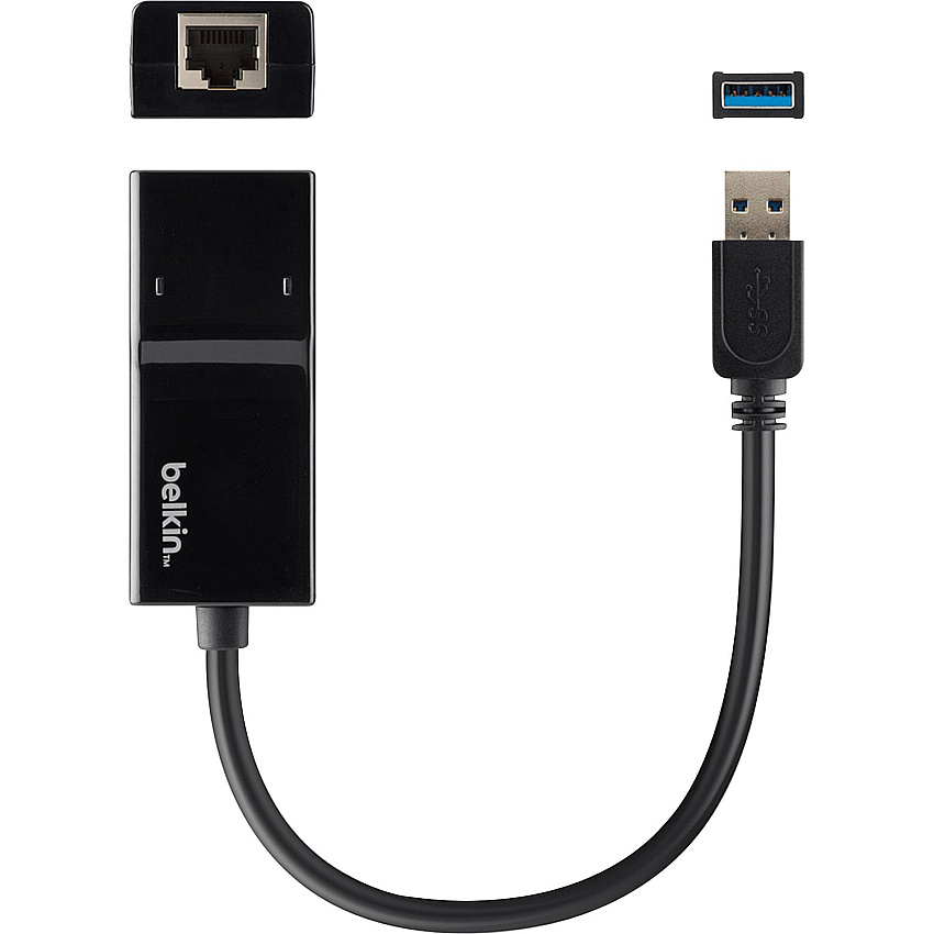 Belkin USB 3.0 to Gigabit Ethernet GbE Network Adapter 10/100/1000 USB 3.0 - 1 Gbit/s Data Transfer Rate - 1 Port(s) - 1 x Network (RJ-45) - Twisted Pair - 10/100/1000Base-T (B2B048)