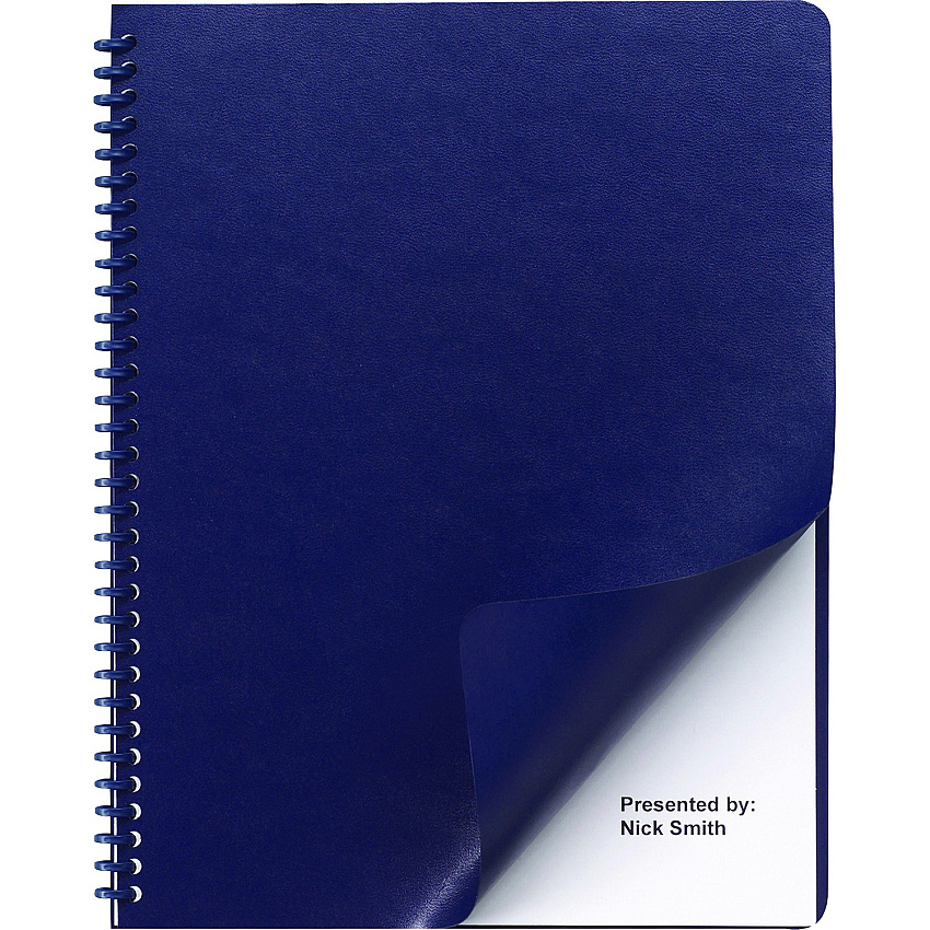 GBC Binding Presentation Covers 11.3" Height x 8.8" Width - For Letter 8 1/2" x 11" Sheet - Square - Navy - Faux Leather - 200 / Box (9742490)