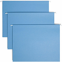 Smead 1/3 Tab Cut Letter Recycled Hanging Folder 8 1/2" x 11" - Top Tab Location - Assorted Tab Position - 11 pt. - Poly - Blue - 10% Paper Recycled - 25 / Box (64021)