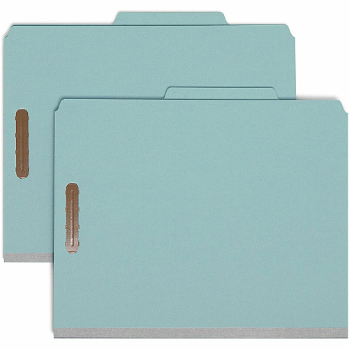 Smead 2/5 Tab Cut Letter Recycled Classification Folder 8 1/2" x 11" - 3" Expansion - 2 x 2K Fastener(s) - Top Tab Location - Right of Center Tab Position - 3 Divider(s) - 25 pt. - Blue - Eco-friendly, Durable - 100% Recycled - 10 / Box (14090)