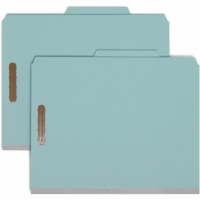 Smead 2/5 Tab Cut Letter Recycled Classification Folder 8 1/2" x 11" - 3" Expansion - 2 x 2K Fastener(s) - Top Tab Location - Right of Center Tab Position - 3 Divider(s) - 25 pt. - Blue - Eco-friendly, Durable - 100% Recycled - 10 / Box (14090)