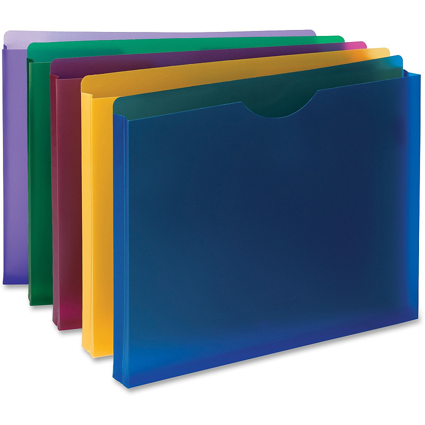 Smead Straight Tab Cut Letter File Jacket 8 1/2" x 11" - 1" Expansion - 1 Plys - Blue, Red, Yellow, Green, Purple - 10 / Pack (89610)