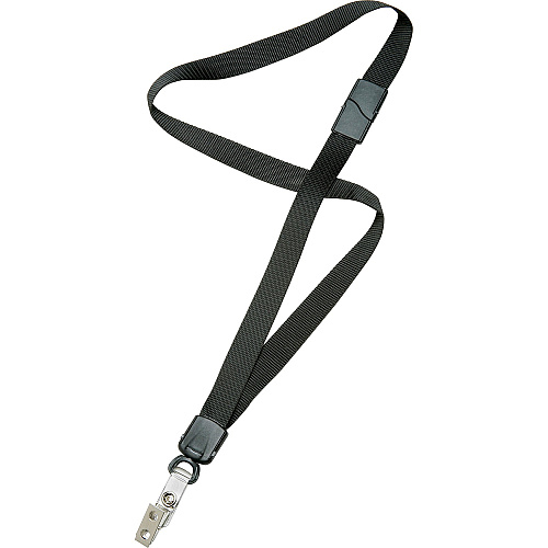 SKILCRAFT Bulldog Clip Deluxe Neck Lanyard (9905016134242) 1 Dozen - 36" Height x 0.8" Width x 36" Length - Black - Nylon, Plastic (6130200)