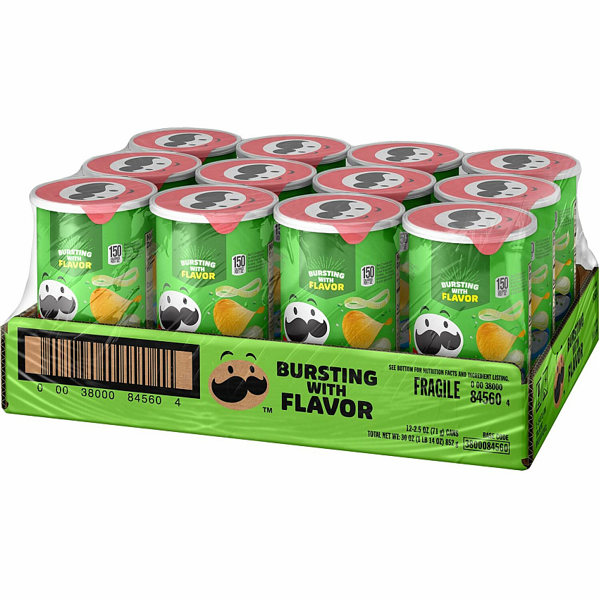 Pringles&reg Sour Cream & Onion Sour Cream, Onion - 1 Serving Can - 2.50 oz Can - 12 / Carton (84560)