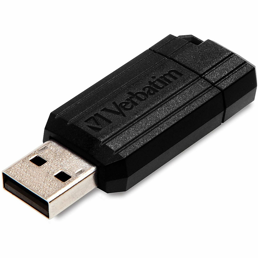 Microban 128GB PinStripe USB Drive 128 GB - USB 2.0 Type A - 10 MB/s Read Speed - 4 MB/s Write Speed - Black - Lifetime Warranty - 1 Each (49071)