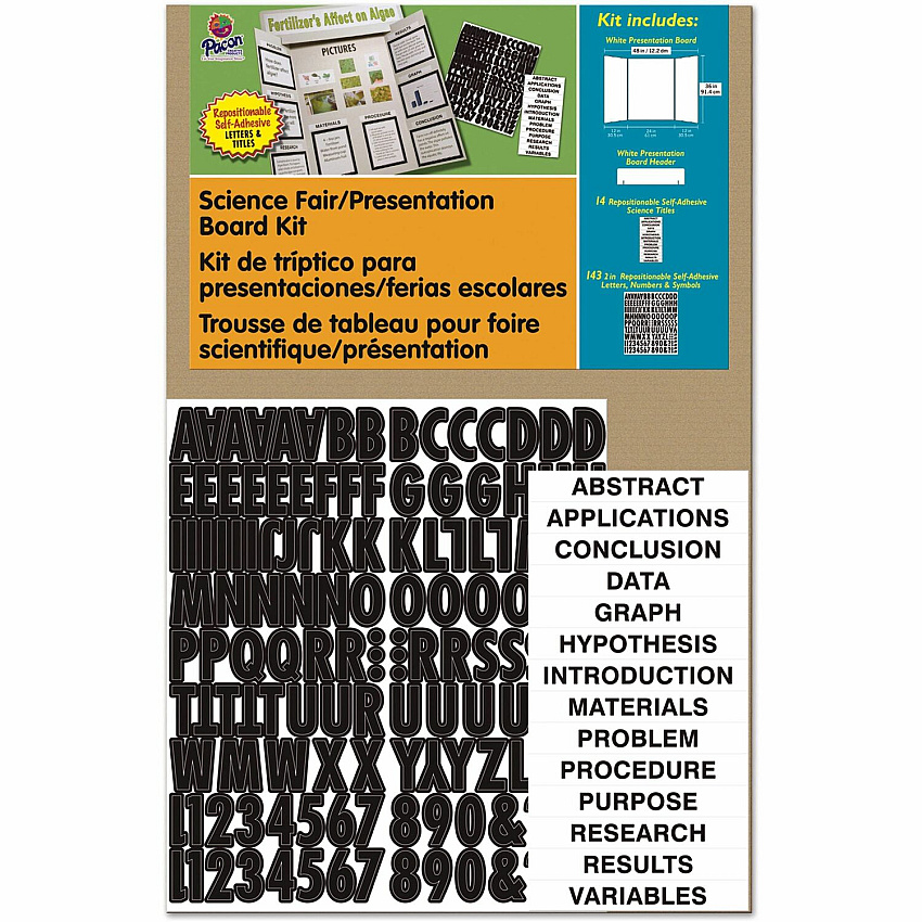 Pacon Science Fair Presentation Board Science Project - 48" Height x 36" Width - White - 1 Kit (3793)