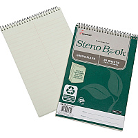 AbilityOne SKILCRAFT 100% Recycled Steno Books 80 Sheets - Gregg Ruled - 16 lb Basis Weight - 6" x 9" - Green Tint Paper - Chlorine-free - Recycled - 6 / Pack (6116427)