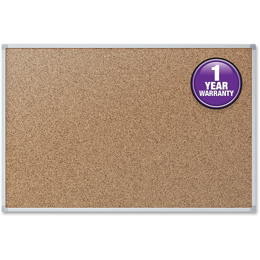 Mead Classic Cork Bulletin Board 36" Board Height x 48" Board Width - Natural Cork Surface - Self-healing - Silver Aluminum Frame - 1 Each (85362)