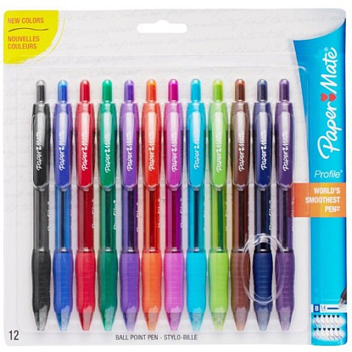 Paper Mate Profile Ballpoint Pen 1.4 mm Bold Pen Point - Refillable - Retractable - Black, Blue, Green, Brown, Lime, Magenta, Navy, Orange, Purple, Turquoise, Violet Ink - Turquoise Barrel - 12 / Pack (1788863)