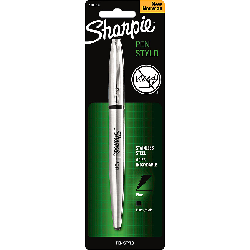 Sharpie Stainless Steel Pen Fine Pen Point - Refillable - Black Ink - Stainless Steel Stainless Steel Barrel - 1 / Pack (1800702)