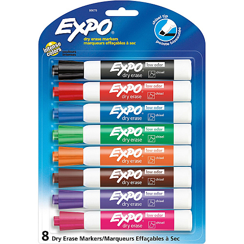 Expo Low Odor Markers Chisel Marker Point - Assorted Ink - 8 / Set (80678)
