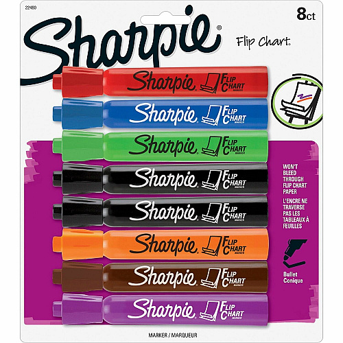 Sharpie Flip Chart Marker Bullet Marker Point - Assorted Ink - Water Based - 8 / Pack (22480PP)