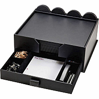 Dacasso Leather Combination Conference Room Set 12" Height x 16" Width x 18" Depth - Desktop - Black - Leather - 1 Each (D1058)