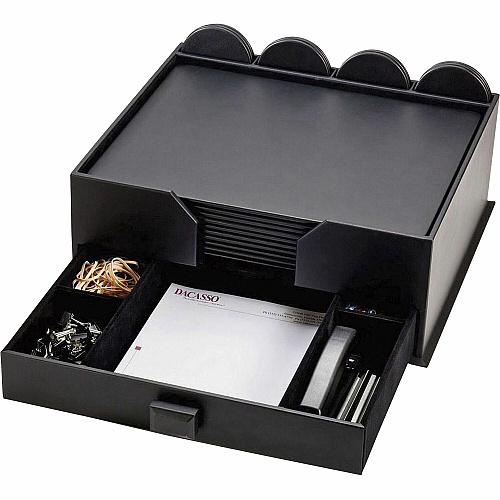 Dacasso Leather Combination Conference Room Set 12" Height x 16" Width x 18" Depth - Desktop - Black - Leather - 1 Each (D1058)