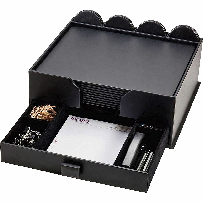 Dacasso Leather Combination Conference Room Set 12" Height x 16" Width x 18" Depth - Desktop - Black - Leather - 1 Each (D1058)