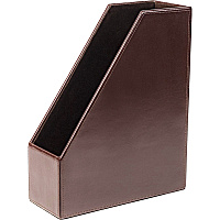 Dacasso Bonded Leather Magazine Rack 12.50" Height x 4" Width x 10.13" Depth - Desktop - Dark Brown - Leather - 1 Each (A3682)