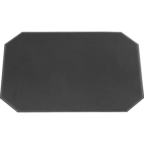 Dacasso Leatherette Cut Corner Placemat Home, Office, Conference Room - 17" Length x 12" Width x 0.170" Thickness - Rectangular - Synthetic Suede, Leatherette, Synthetic Leather - Black - 1 Each (H1148)