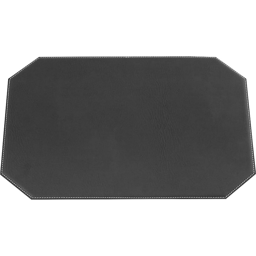 Dacasso Leatherette Cut Corner Placemat Home, Office, Conference Room - 17" Length x 12" Width x 0.170" Thickness - Rectangular - Synthetic Suede, Leatherette, Synthetic Leather - Black - 1 Each (H1148)