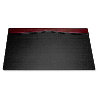 Dacasso Leather Top-Rail Desk Pad Rectangular - 34" Width x 20" Depth - Felt Black Backing - Top Grain Leather, Leatherette - Burgundy, Black - 1 Each (P7021)