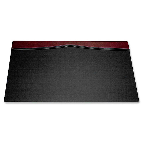 Dacasso Leather Top-Rail Desk Pad Rectangular - 34" Width x 20" Depth - Felt Black Backing - Top Grain Leather, Leatherette - Burgundy, Black - 1 Each (P7021)