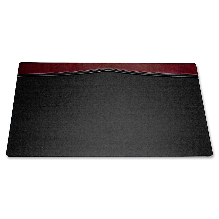 Dacasso Leather Top-Rail Desk Pad Rectangular - 34" Width x 20" Depth - Felt Black Backing - Top Grain Leather, Leatherette - Burgundy, Black - 1 Each (P7021)