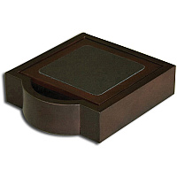 Dacasso Walnut & Leather Coaster Set 4 Coaster of 4" Length x 4" Width - Square - Black - Top Grain Leather, Walnut, Wood - 1Each - 1 Each (A8445)