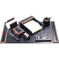 Dacasso Walnut & Leather Desk Set 1 Each (D8412)
