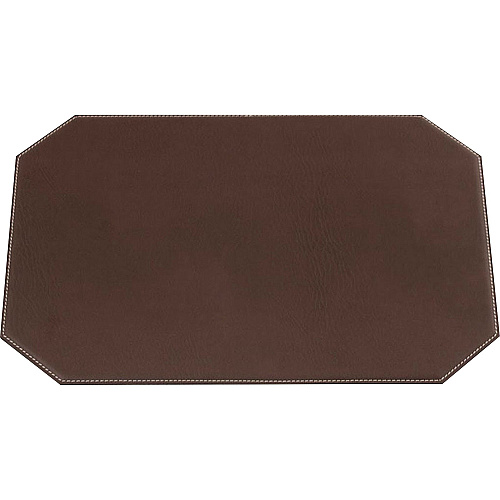 Dacasso Leatherette Cut Corner Placemat Home, Office, Conference Room - 17" Length x 12" Width - Rectangular - Synthetic Suede, Leatherette, Synthetic Leather - Brown - 1 Each (H3348)