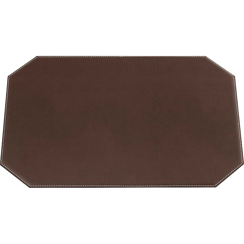 Dacasso Leatherette Cut Corner Placemat Home, Office, Conference Room - 17" Length x 12" Width - Rectangular - Synthetic Suede, Leatherette, Synthetic Leather - Brown - 1 Each (H3348)