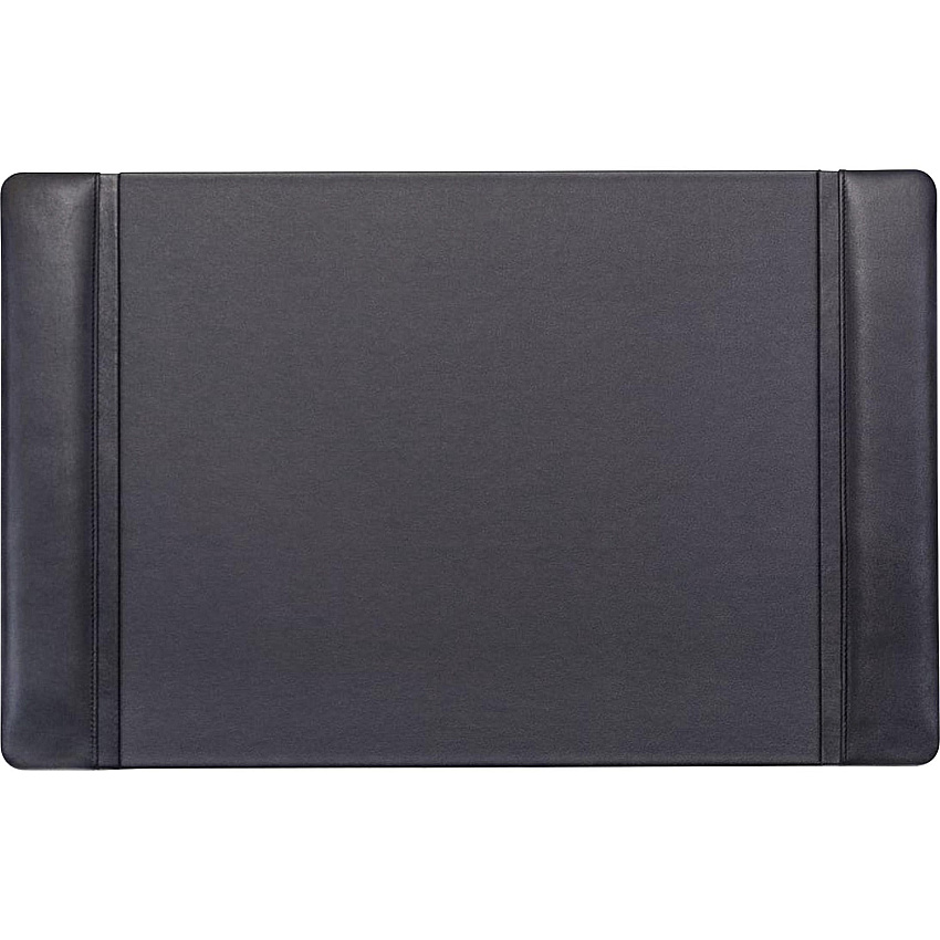 Dacasso Leather Side-Rail Desk Pad Rectangular - 22" Width x 14" Depth - Felt Black Backing - Top Grain Leather - Black - 1 Each (P1028)