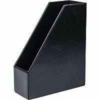 Dacasso Bonded Leather Magazine Rack 12.50" Height x 4" Width x 10.13" Depth - Desktop - Black - Leather - 1 Each (A1482)