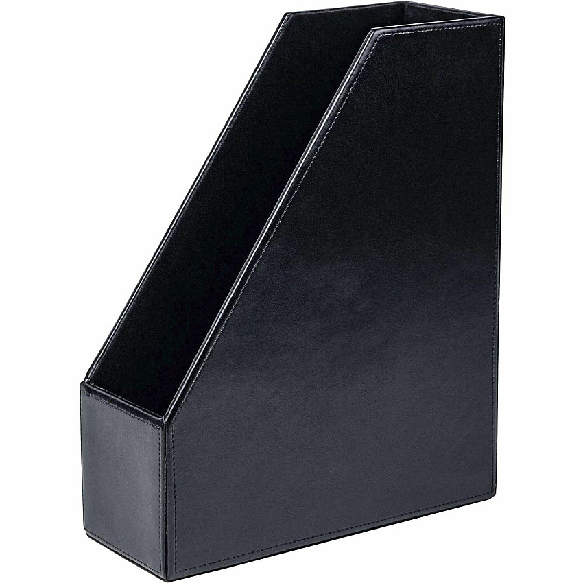 Dacasso Bonded Leather Magazine Rack 12.50" Height x 4" Width x 10.13" Depth - Desktop - Black - Leather - 1 Each (A1482)