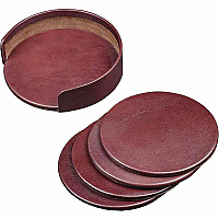 Dacasso Leather Coasters - Set of 4 with Holder 4 Coaster of 4" Diameter - Round - Mocha - Top Grain Leather, Felt - 1Each - 1 Each (A3045)