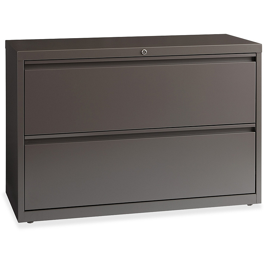 Lorell Fortress Series Lateral File 42" Width x 18.6" Depth x 28" Height - 1 x Shelf(ves) - 2 x Drawer(s) for File - Letter, Legal, A4 - Lateral - Magnetic Label Holder, Ball Bearing Slide, Ball-bearing Suspension, Adjustable Leveler, Interlock (LLR60475)