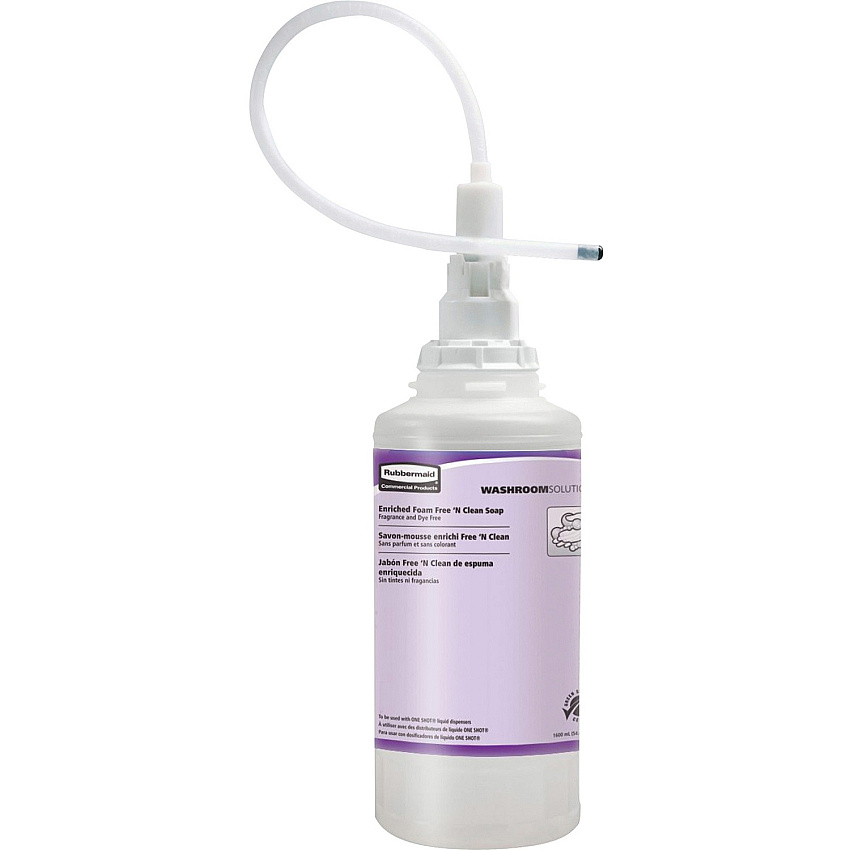 Rubbermaid Commercial Foam Free 'N Clean Soap Refill Fragrance-free Scent - 1.69 quart - Hand - Clear - pH Balanced, Dye-free, Hygienic - 4 / Carton (FG750390)