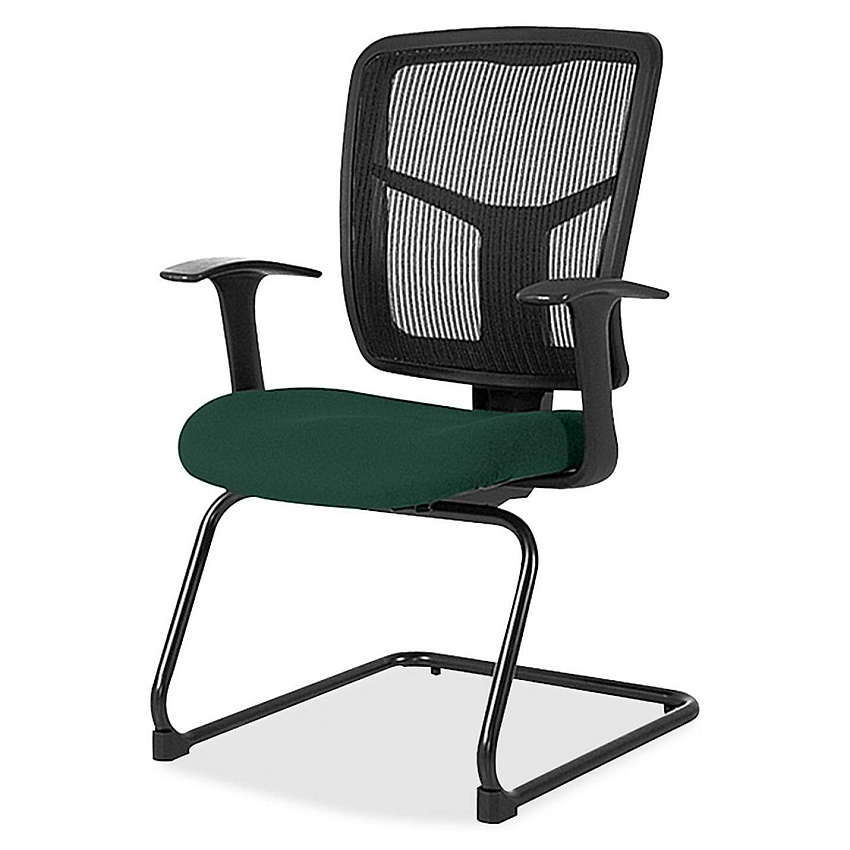 Lorell ErgoMesh Series Mesh Back Guest Chair with Arms Insight Forest Seat Color - Mesh, Fabric Seat Material - Black Back Color - Mesh Back Material - Cantilever Base - Black - 1 Each (LLR8620250)