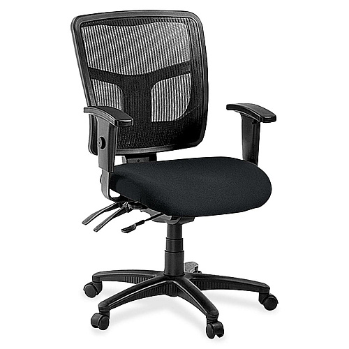 Lorell ErgoMesh Series Managerial Mesh Mid-Back Chair Insight Ebony Seat Color - Fabric Seat Material - Black Back Color - Black Frame Color - 5-star Base - Black - 1 Each (LLR8620149)