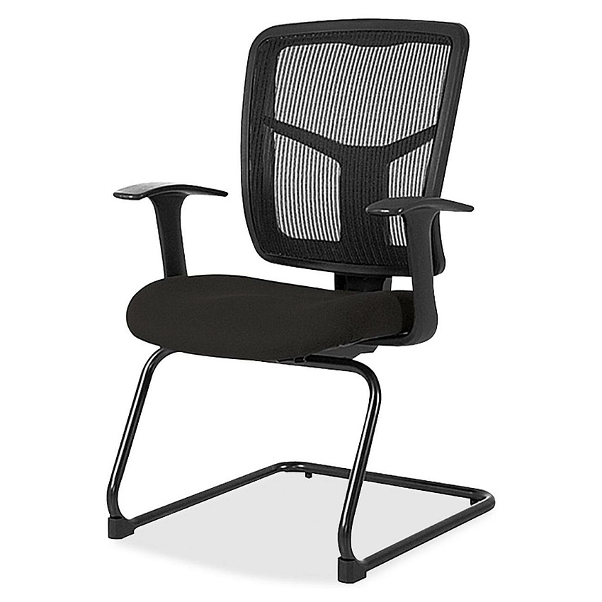 Lorell ErgoMesh Series Mesh Back Guest Chair with Arms Perfection Black Seat Color - Mesh, Fabric Seat Material - Black Back Color - Mesh Back Material - Cantilever Base - Black - 1 Each (LLR8620263)